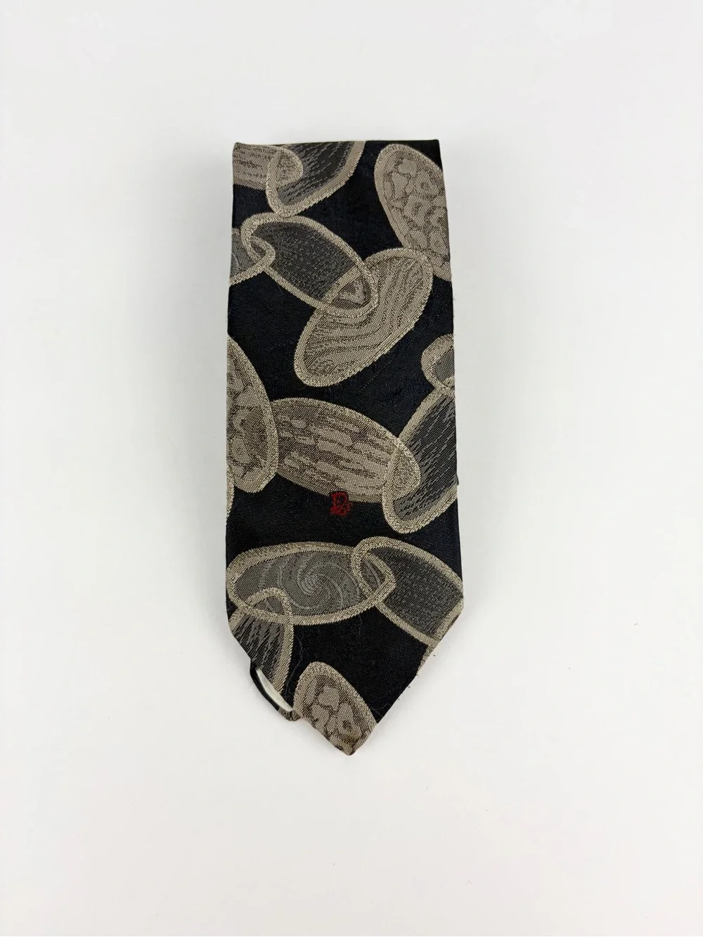 Christian Dior Monsieur Tie Oval Abstract Design Silk Necktie